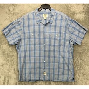 VTG Ralph Lauren Polo Jeans Co Men's Shirt XXL Blue Plaid Short Sleeve Button Up